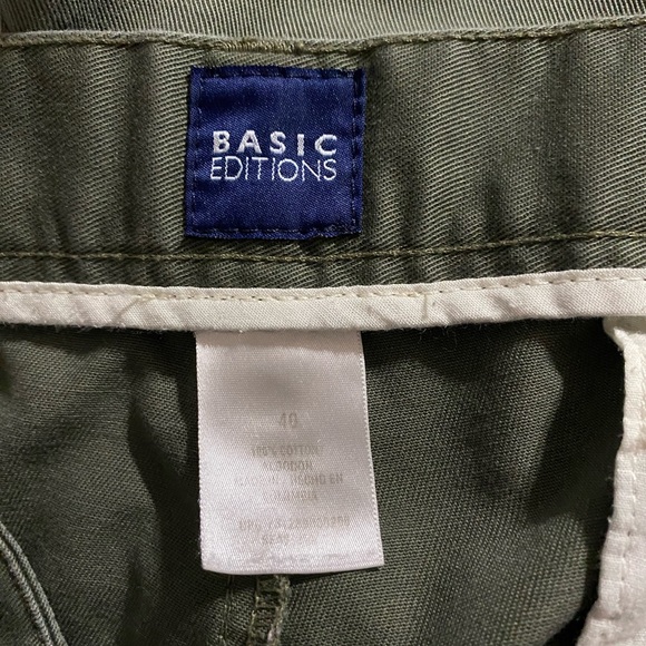 Basic Editions Men's Pleated Twill Olive Green Shorts Size 40 - Picture 9 of 11